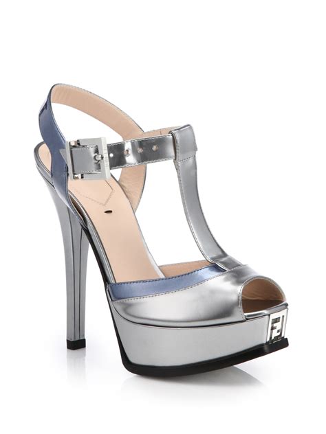 fendi two-tone metallic leather platform sandals|women Fendi sandals outfit ideas.